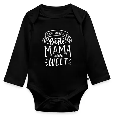 Produktbild von Spreadshirt Beste Mama der Welt | Geschenk Mutter Tages Baby Body Langarm, 68 (3-6 M.), Schwarz
