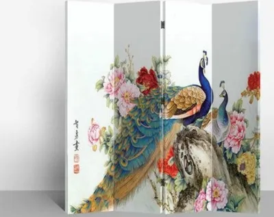 Produktbild von Fine Asianliving Paravent Raumteiler Spanische Wand Trennwand Room Divider Raumtrenner Sichtschutz Japanisch Orientalisch Chinesisch L160xH180cm Bedruckte Canvas Doppelseitig Asiatisch