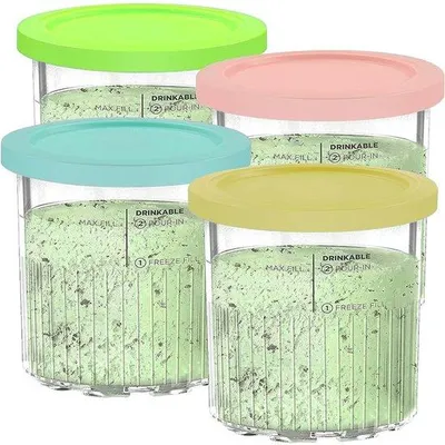 Produktbild von BPA-freie Eismaschinenbehälter mit Deckel, 4er-Set, blau/rot/gelb/grün, spülmaschinenfest
