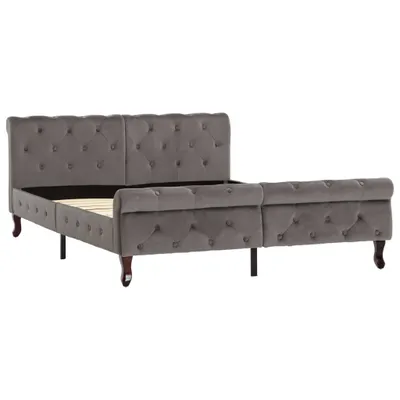 Image de vidaXL Sommier gris velours 140 x 200 cm