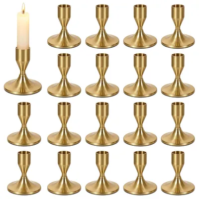 18 goldene Metall-Kerzenhalter Ø 2,2 cm, Höhe 9,5 cm