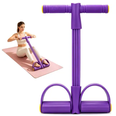 Obrázok produktu pre Multifunkčné fitness zariadenie na posilňovanie brucha s 6 gumami, rukoväťami a opierkami nôh