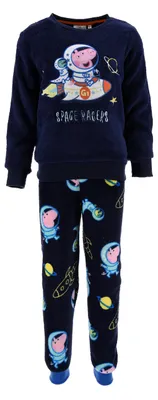 Produktbild von Peppa Wutz Pig George Kinder Winter Schlafanzug Jungen Pyjama Fleece Langarmshirt  + Schlafhose, Farbe:Blau, Größe:98