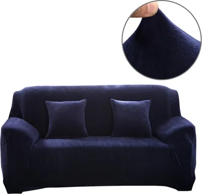 Produktbild von (2-Sitzer, Navy blau) Sofabezüge aus Stretch-Samt, rutschfeste Sofabezüge, Couchbezüge, elastischer Möbelschutz