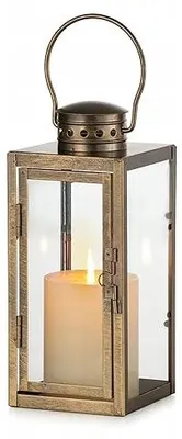 Zdjęcie produktu dla Latarnia nagrobna vintage metalowa złota 24 cm na cmentarz prezent