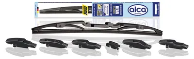 Produktbild von alca® Heckwischerblatt REAR CLASSIC 14 Zoll / 350 mm mit Adapter Bügel-Heckscheibenwischer für traditionelle Wischerarme, Verzinkter Stahlrahmen, langlebiger Wischergummi & Nanobeschichtung
