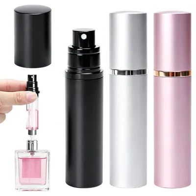 3 Stück 10 ml Parfümzerstäuber, nachfüllbar, schwarz, rosa, silber
