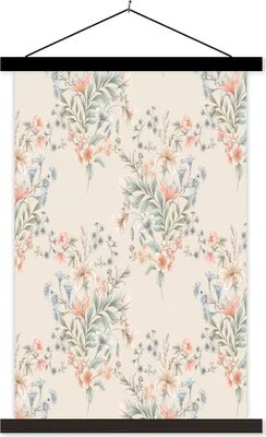 Produktbild von MuchoWow® Textilposter Blumen - Rosa - Blätter 120x180 cm mit schwarzem Rahmen - Fotos