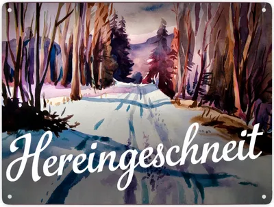Produktbild von Schneepfad Hereingeschneit Metallschild XXL in 28x38 cm