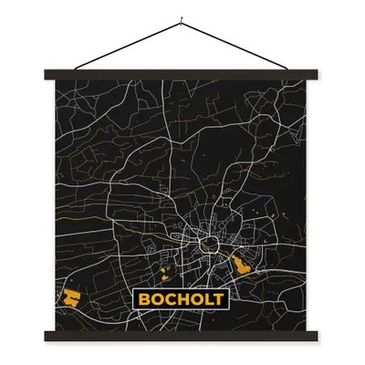 Produktbild von MuchoWow® Textilposter Deutschland - Schwarz und Gold - Bocholt - Stadtplan - Karte 40x40 cm mit schwarzem Rahmen - Fotos