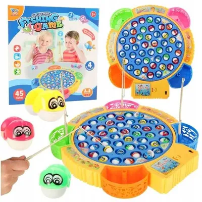 Produktbild von Ikonka Angelspiel Familie 45 Fische 4 Angeln