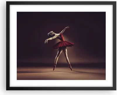 Produktbild von Gerahmtes Poster - Schwarzer Rahmen - Ballerina Rot Kleid - 50x40 cm - Wand Bild - Wanddeko - Wandbilder - Kunstposter - Wandposter - Bilderrahmen - Bilder - Kunstdruck - Wandbild - P2BAA50x40-4336