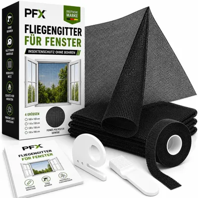 Productafbeelding van Insectenwerend horregordijn voor ramen, zonder boren, met klittenband, op maat te snijden, polyester, zwart