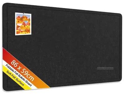 Immagine prodotto di Pannello in feltro 86 x 59 cm - Lavagna in sughero decorativa con 30 puntine, colore nero