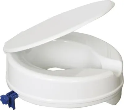 Productafbeelding van Aidapt Toiletverhoger 100 mm - Ergonomisch met deksel - Wit/Blauw