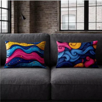 Zdjęcie produktu dla Poszewka na poduszkę - Dwustronny nadruk i ukryty zamek błyskawiczny - Paski, 50 x 70 cm - 2 sztuki