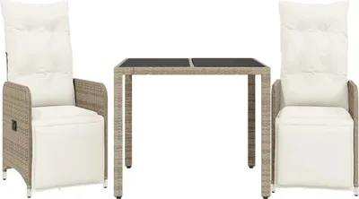 Produktbild von vidaXL 3-tlg. Garten-Bistro-Set mit Kissen Braun Poly Rattan