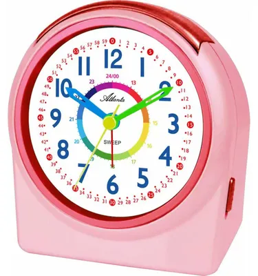 Produktbild von Kinderwecker, schleichende Sekunde, weißes Zifferblatt - Atlanta Modell: 2137/17