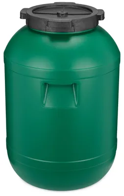 Image de Garronda Fût à col large 65 litres Bac à nourriture avec couvercle sans joint – Bac à nourriture en PEHD sans BPA pour l'eau, le stockage, la nourriture pour animaux, la choucroute et les cornichons GD-0142
