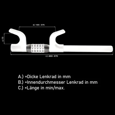 Produktbild von ECI KfZ-Lenkradkralle | Diebstahlsicherung mit Zahlenschloss | schwarz