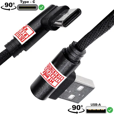 Produktbild von USB-A auf USB-C Kabel 1m 90° Winkelstecker Nylon Ladekabel Datenkabel