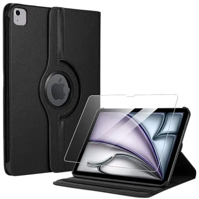 Image de Coque + Verre Trempé pour iPad Air 11 Pouces M4/M3/M2 2026 2025 2024, Etui Rotatif 360° Multi-Angle Noir