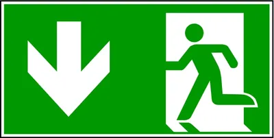 Produktbild von Schild PVC Notausgang und Richtungspfeil ISO-E005+ISO-E001, langnachleuchtend 150x300mm