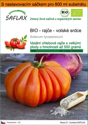 Obrázek produktu pro SAFLAX Garden in the bag - BIO - rajče - volské srdce - Solanum lycopersicum - 10 Semena - S pěstebním substrátem v praktickém samovztyčovacím sáčku