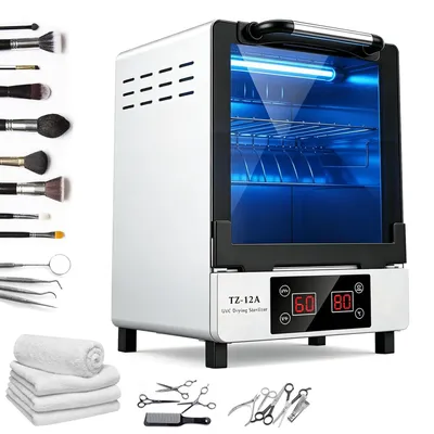 UV-Heißluftsterilisator 12 L, 45–80 °C, Timer 0–60 Min, Edelstahl