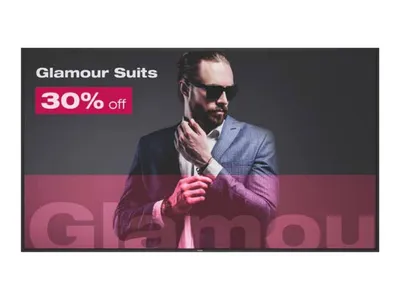 A man in a suit is featured in a marketing image for "Glamour Suits" with a "30% off" promotion.