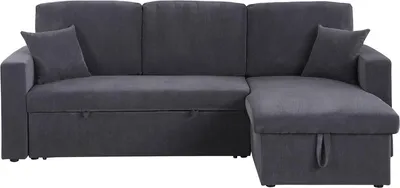 Produktbild von Ecksofa mit Schlaffunktion aus Cord "Alain" - 3-Sitzer - Grau