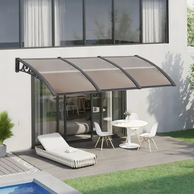 Produktbild von Überdachung für den Eingang - 6 Größen - Material: Polycarbonat - Langlebige Überdachung - Regen- und UV-beständig
