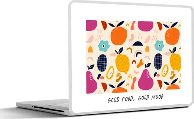 Produktbild von MuchoWow® Laptop Aufkleber Sticker Cover Zitate - Essen - Gutes Essen, gute Laune - Sprichwörter 32.5x23.5 cm - Sticker für Laptop - Selbstklebend