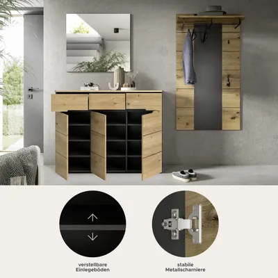 Produktbild von xonox.home Canu Garderobenkombination (B/H/T: 215x190x37 cm) in Artisan Nachbildung