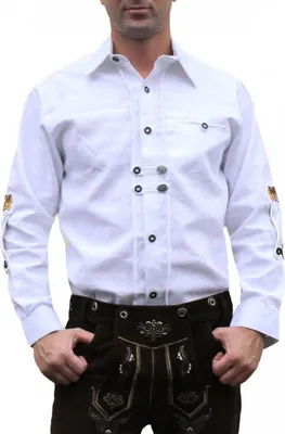 Produktbild von Trachtenhemd für Trachten Lederhosen Trachtenmode weiß GW1259, Größe:S
