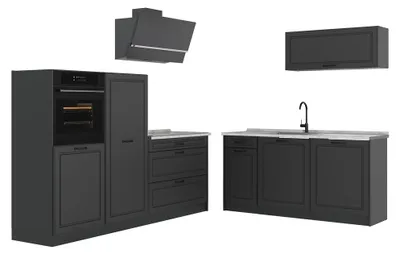 Immagine prodotto di Cucina componibile Vicco R-Line Antracite country/Antracite 220 cm piano di lavoro Marmo, Model 67840