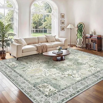 Obrázok produktu pre Zelený vintage koberec 200 x 290 cm, protišmykový