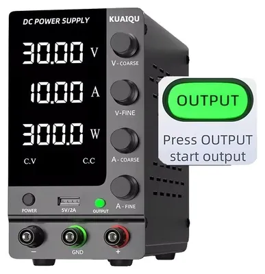 Productafbeelding van DC-voeding, dual-kanaals, instelbare spanning, 30V 10A per kanaal, AC 220V
