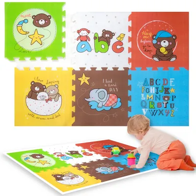 Produktbild von Humbi Puzzlematte dick 1,5 cm XXL Tiere Buchstaben 6 Teile 165 x 112 cm