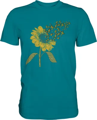 Produktbild von Schmetterling Sonnenblumen T-Shirt Gärtner Geschenk – Diva Blue / S