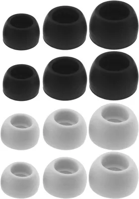 Image de Accessoires pour écouteurs - Silicone - Souple - Embouts pour écouteurs - Compatible avec Galaxy Buds - Noir - Gris - Tailles L/M/S - 6 paires