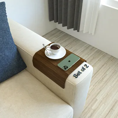Produktbild von 2er Set Holz-Sofatablett, Armlehnen Tablett, faltbar, flexibel,Snacks, Fernbedienung oder Telefonhalter 40 cm x 28 cm Rosa
