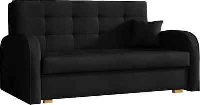 A black sofa is shown against a white background.
