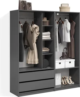 Image de Armoire à vêtements Livinity Trento Anthracite Lot de 2, Model 58980