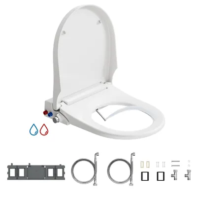 Produktbild von HOROW Dusch WC Aufsatz Sitz ohne Elektrische, Japanische Toilettensitz, Einstellbare Warm/Kaltwasser und Wasserdruck, Verstellbare und Abnehmbare Düse