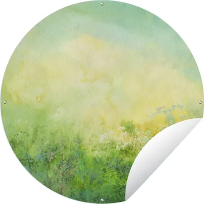 Produktbild von MuchoWow® Gartenposter Outdoor-Poster Rund Gras - Sommer - Ölfarbe Ø 150 cm Gartendeko Rundes Poster draußen