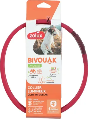 Zdjęcie produktu dla ZOLUX Obroża LED silikonowa BIVOUAK czarna