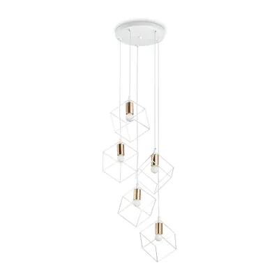 Produktbild von Hängeleuchte Industrial-Minimal Ice Metal Weiß 5 Lichter E27