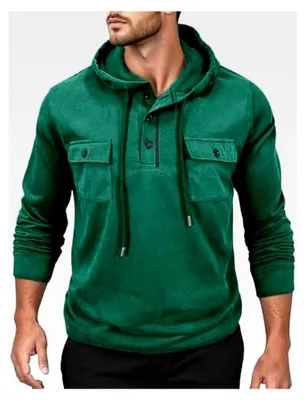 Produktbild von Herren Oversized Hoodie Langarm Kapuzenpullover Einfarbig Casual