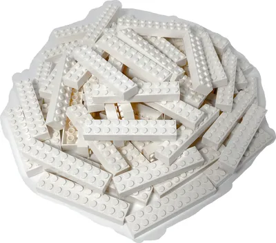 A pile of white LEGO bricks.